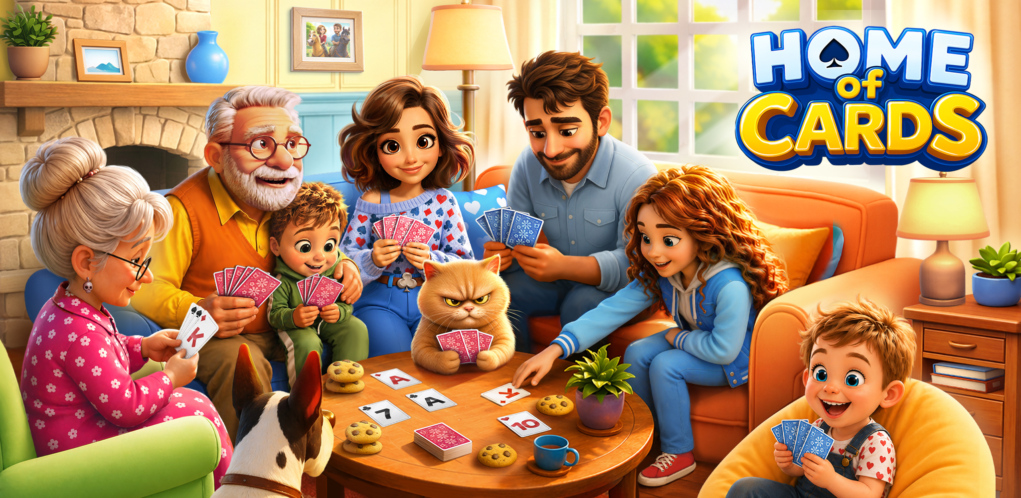 A warm Home of Cards scene with a family gathered together.