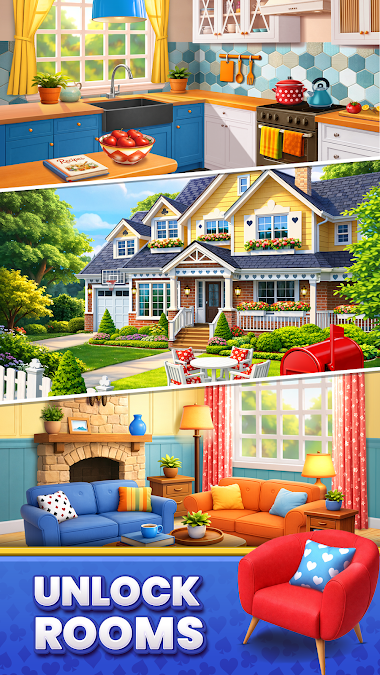 Unlock and decorate rooms in Home of Cards.